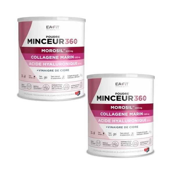 EAFIT |MINCEUR 360 POUDRE | Morosil |Collagene et Acide hyaluronique | Brule-graisse | Perte de poids | Fermeté et élasticité