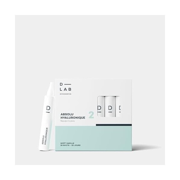 D-LAB | Absolu Hyaluronique Shots 28 Jours | Acide Hyaluronique Vegan | Peau Hydratée, Rebondie & Lissée | Résultats Visibles