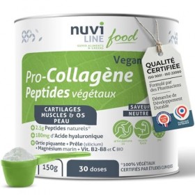 NUVILINE Food - Pro-Collagène Végan - Complément Alimentaire Naturel - Peptides Végétaux + Acide Hyaluronique + Prêle + Vitam