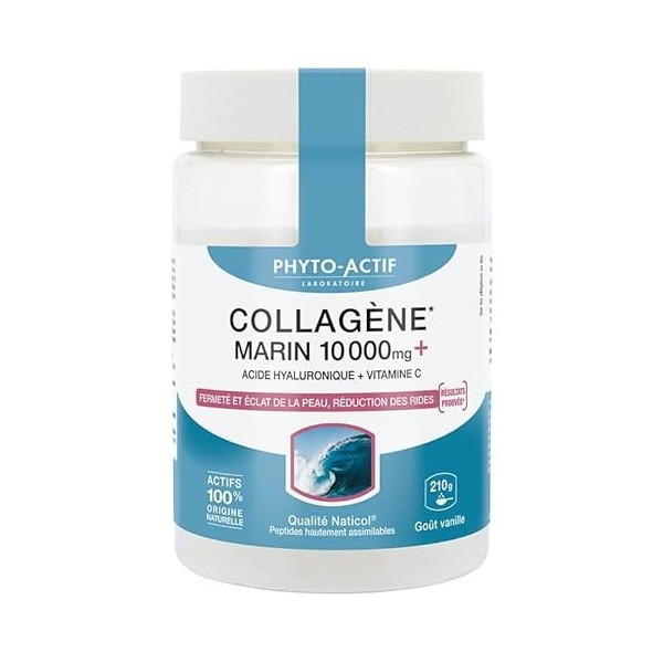 Phyto-Actif | Collagène Marin 10000 mg | Fermeté & Eclat | Anti-Rides | Acide Hyaluronique - Vitamine C | 100% dOrigine Natu ...