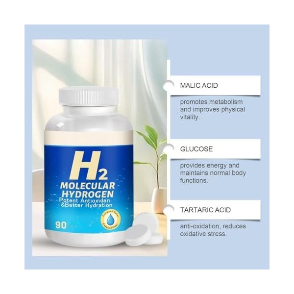 Nouveaux comprimés dhydrogène et deau, comprimés dhydrogène moléculaire pour eau potable, H2 aident à équilibrer lénergie