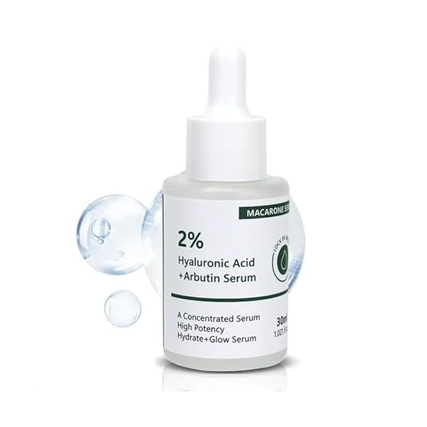 Sérum concentré à lacide hyaluronique 2% + Arbutine, 30 ml, Hydratant