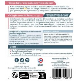 NUVILINE Beauty - Collagène Marin Peau Anti-Âge - Hydrolysé En Poudre - Acide Hyaluronique + Vitamine C BIO - Protection Stre...