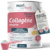 NUVILINE Beauty - Collagène Marin Peau Anti-Âge - Hydrolysé En Poudre - Acide Hyaluronique + Vitamine C BIO - Protection Stre...