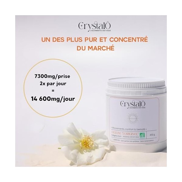 Collagene poudre bio arôme citron 450gr - Concentré 14 600mg/jour - Fermeté, élasticité de la peau - Articulations - Renfor