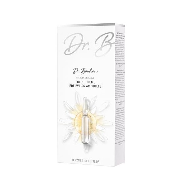 Dr. Bouhon - The Supreme Edelweiss Ampoules 14 x 2 ml – Soin du visage anti-âge avec acide hyaluronique, extrait dEdelweis