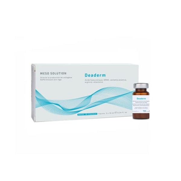 Needling, Mésothérapie... Meso Solution Deaderm DMAE à lacide hyaluronique. Liftant, ovale 5x10ml .