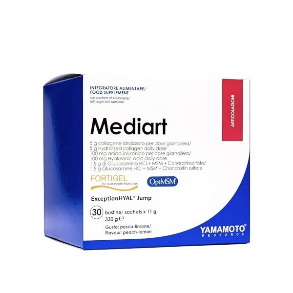 YAMAMOTO RESEARCH Mediart 30 x 11 grammes, à base de Collagène Hydrolysé et d’Acide Hyaluronique, Maintien et Santé des Artic...