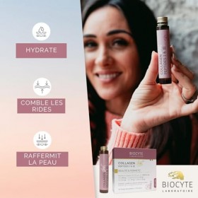 BIOCYTE Collagen Shot - Hydrate, Comble les Rides, Raffermit la Peau - Complément Alimentaire Collagène Marin, Acide Hyaluron...