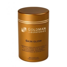 Goldman Laboratories Skin Glow Complément de Collagène en Gélules, 30 Gélules, Contenant du Collagène Type I, V, de lAcide H