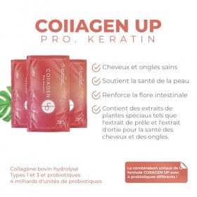 COllAGEN UP | Pro. Keratin - Natural Peach Flavored Elixir | 3000 mg Hydrolyzed Collagen, Keratin, Probiotics, and Vitamins |