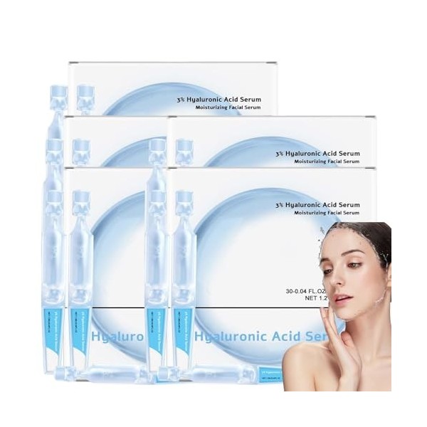 Sérum visage à 3% dacide hyaluronique, ampoules à usage unique, sérum hydratant intense, sérums hydratants infusés de collag ...