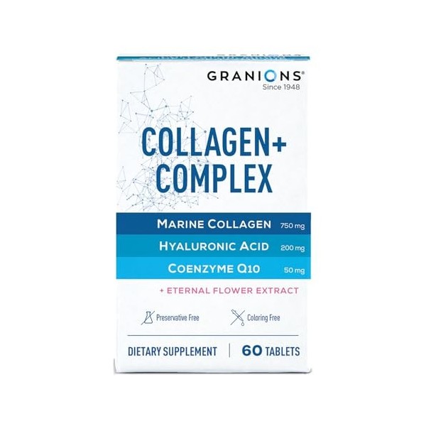 Night Routine - GRANIONS - Collagene et Acide Hyaluronique + Coenzyme Q10 Comprimés - CREME DE NUIT 50 mL + MASQUE 2+1 OFFERT