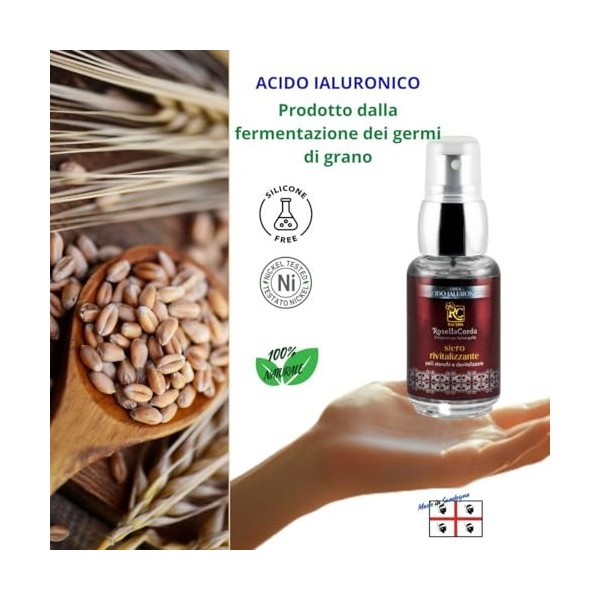 Sérum revitalisant ligne Acide Hyaluronique RC, repulpant, coenzyme Q10, vitamine B5, vitamine C de léglantier pour Homme et