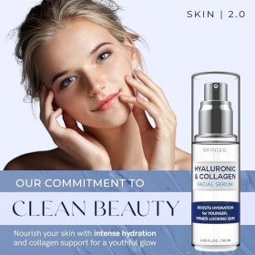 Hyaluronic Acid & Collagen Face Serum - Dermatologist Tested, Skin Tightening, Hydrating - Anti-Aging, Clean Beauty, Cruelty-...