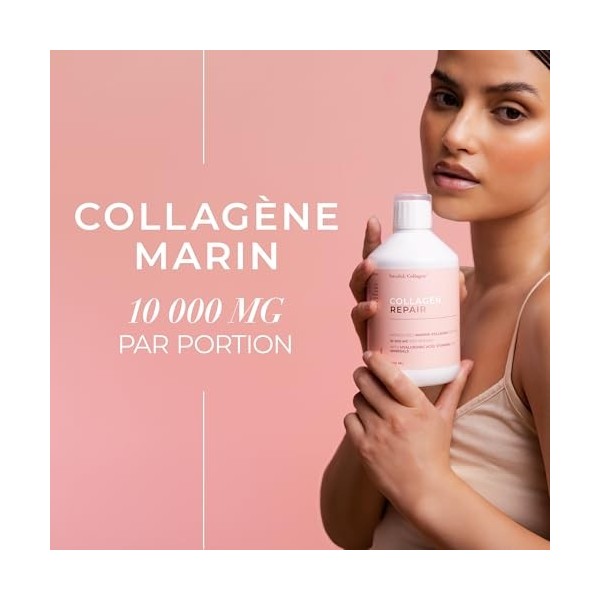 Swedish Collagen Repair | Supplément liquide de collagène marin hydrolysé 10 000 mg - 2 x 500 ml 1 000 ml 40 jours dapprov Ac...
