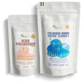 Collagene marin et acide hyaluronique | Duo peau repulpée, hydratée et lissée | Anti-âge | Cure 1 mois | Fabriqué en France |