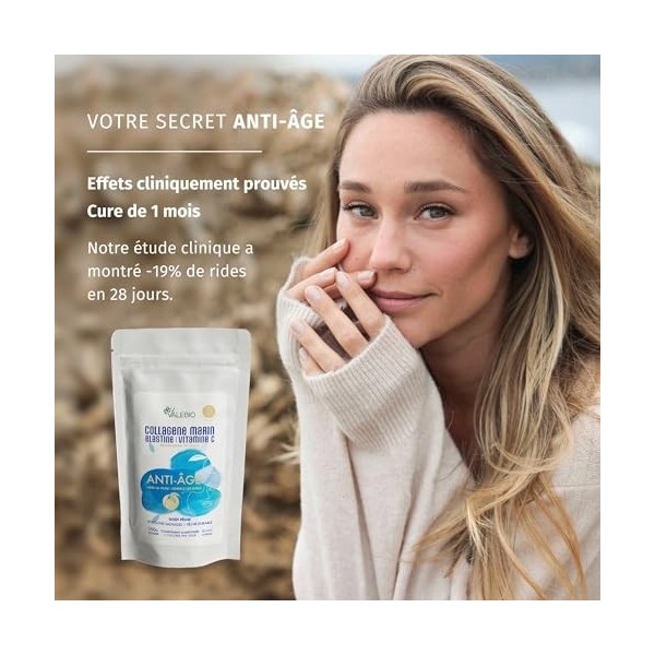 Collagene marin et acide hyaluronique | Duo peau repulpée, hydratée et lissée | Anti-âge | Cure 1 mois | Fabriqué en France |