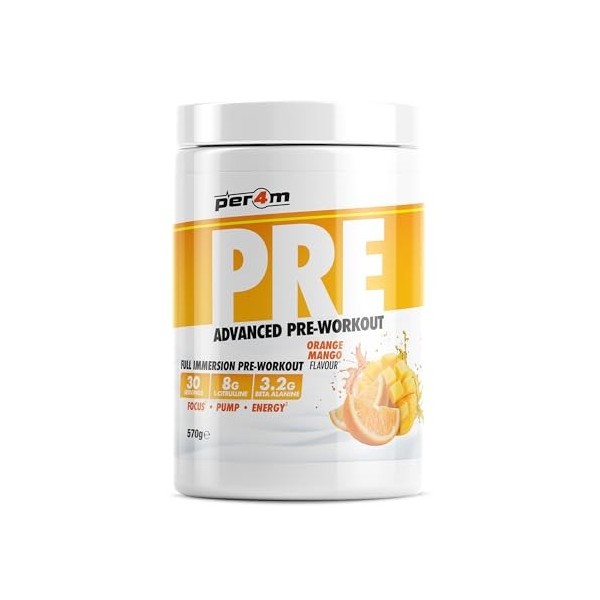 Per4m Pré-Entraînement Stimulant Orange Mangue 570g – Pré-workout stimulant goût orange mangue pour une performance maximale