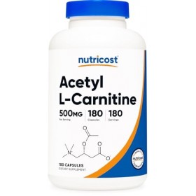 Nutricost Acétyl L-Carnitine 500 mg, 180 gélules - Sans OGM et sans gluten