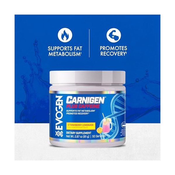 Evogen Carnigen Plus Limonade à la mangue | Poudre brûlante de graisse carnitine + caféine, tartrate de carnitine, acétyl-l-c