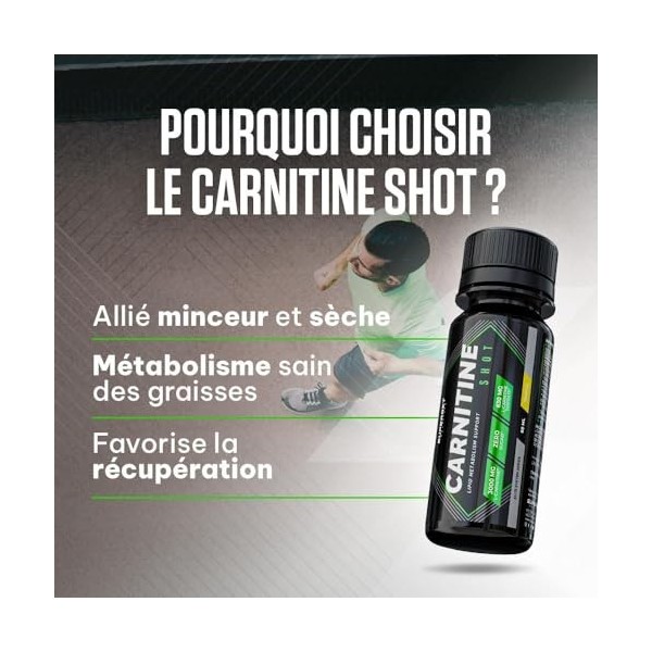 Superset Nutrition - Carnitine Shot unitaire, 60ml - L-Carnitine en solution buvable pour une absorbtion optimale - Idéal e