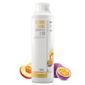 Maxler Vitamin Drink Concentrate 1:80 - Pêche-Fruit de la Passion - 500 ml - Combinaison hautement concentrée de vitamines B,