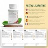DW L Carnitine Capsules | 120 Supplements Acetyl L-Carnitine Haute Teneur - 1000 mg par Portion | Sans OGM Sans Gluten | Fabr...