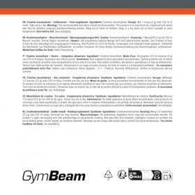 GymBeam Créatine Monohydrate Poudre – Monohydrate de créatine pur, idéal pour musculation et sports d’équipe, poudre soluble,...