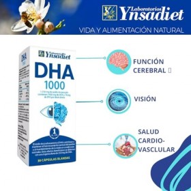 DHA 1000 Omega 3 Complément alimentaire pour la santé cérébrale et oculaire 30 gélules Ynsadiet