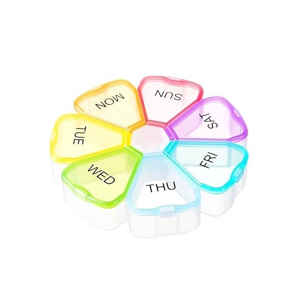 Wopanxye Pilulier hebdomadaire, adapté à larthrite, sans BPA, pilulier quotidien de 7 jours, grand compartiment, distributeu