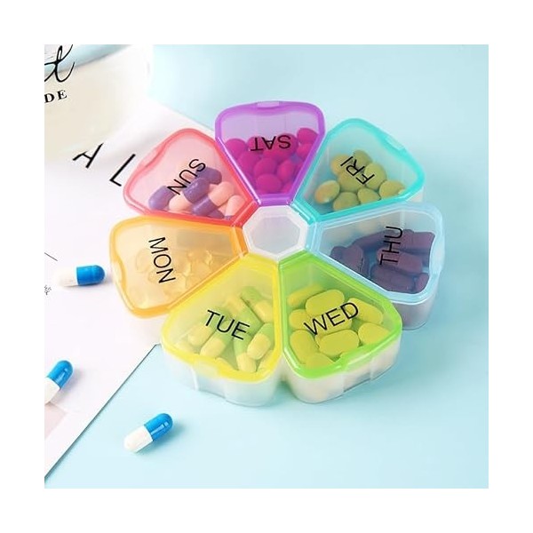 Wopanxye Pilulier hebdomadaire, adapté à larthrite, sans BPA, pilulier quotidien de 7 jours, grand compartiment, distributeu