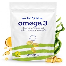 Arctic Blue Oméga 3 DHA Végétal 60 Capsules — 250 mg de DHA par Capsule — Huile d’Algues Norvégiennes Durable — Vegan, Sans G
