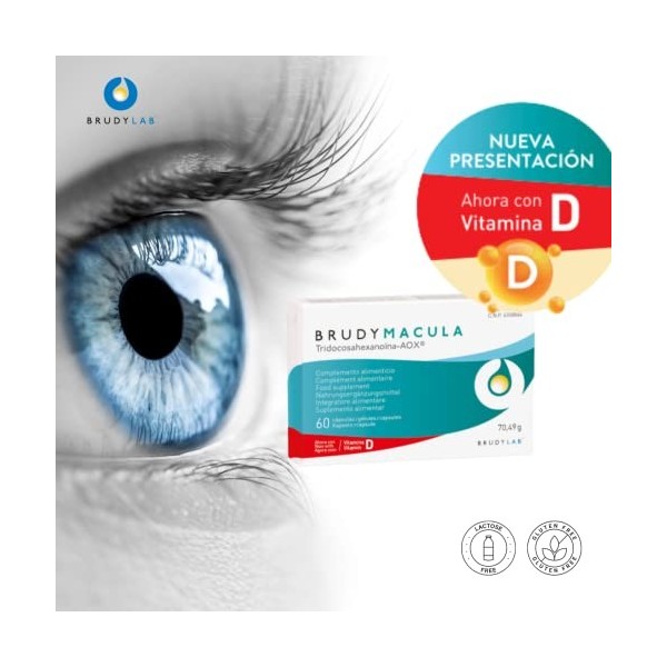 BRUDY LAB Brudy Macula - Acides gras Omega 3 DHA EPA DPA Lutéine et minéraux - Réduit le stress oxydatif dans la dégénérescen