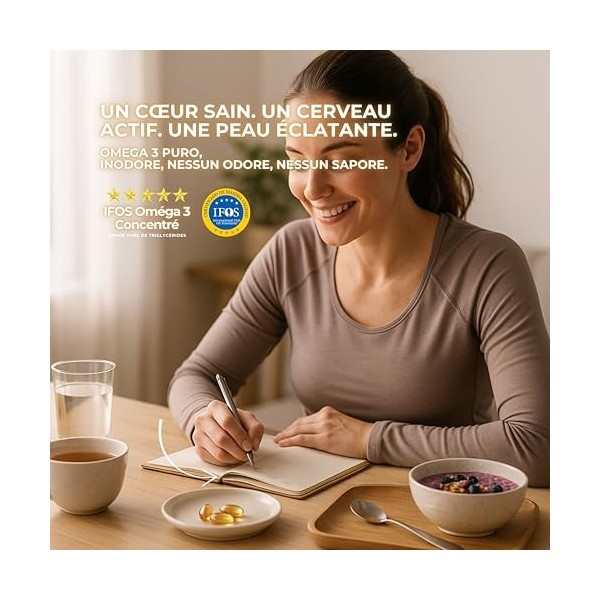 Omega 3 Capsules IFOS 3000mg avec Vitamine E, 30-90 portions - Life Pro Healthy, 35% EPA et 25% DHA, 3000mg par dose journali