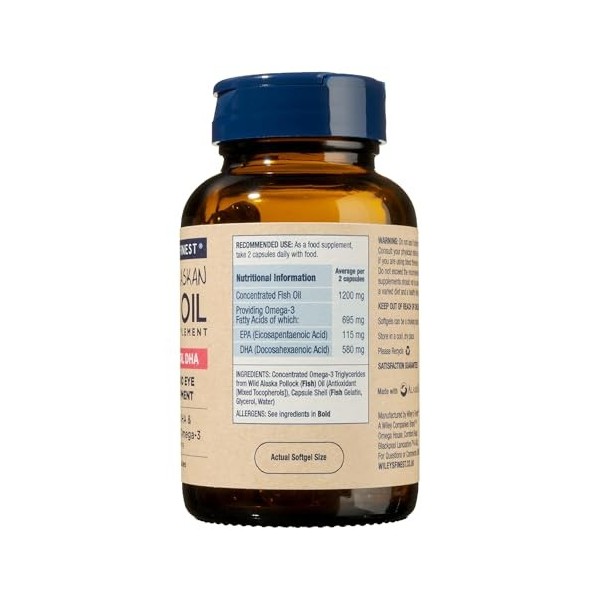Wileys Finest Pré-natal DHA - 720 mg EPA et DHA - 60 gélules