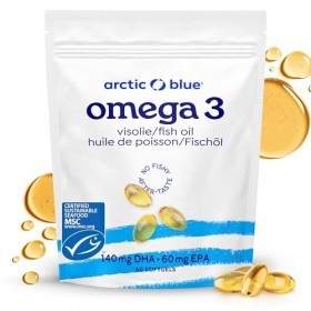 Arctic Blue Oméga-3 Poisson Sauvage 60 Capsules — 1 400 mg Huile de Poisson 280 mg de DHA + 115 mg d’EPA — Forme Triglycéri