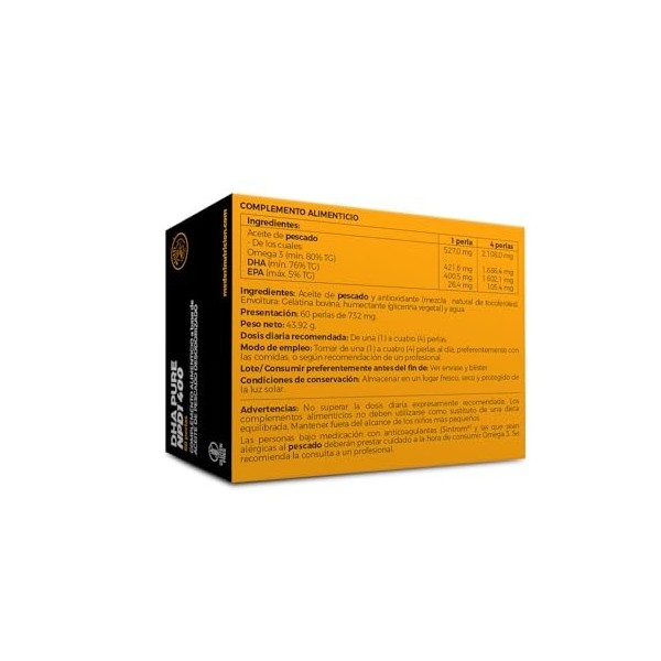 MEDERINUTRICION DHA PURE NPD1 400 60perlas – peut être utilisé régulièrement selon les besoins individuels, soin conçu pour u