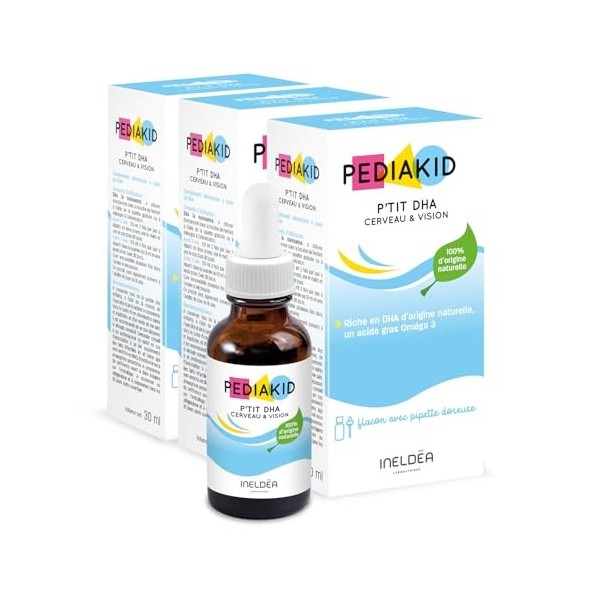 PEDIAKID - PTIT DHA Cerveau & Vision - Favorise le développement des fonctions cognitives et de la vision - Riche en DHA do DHA