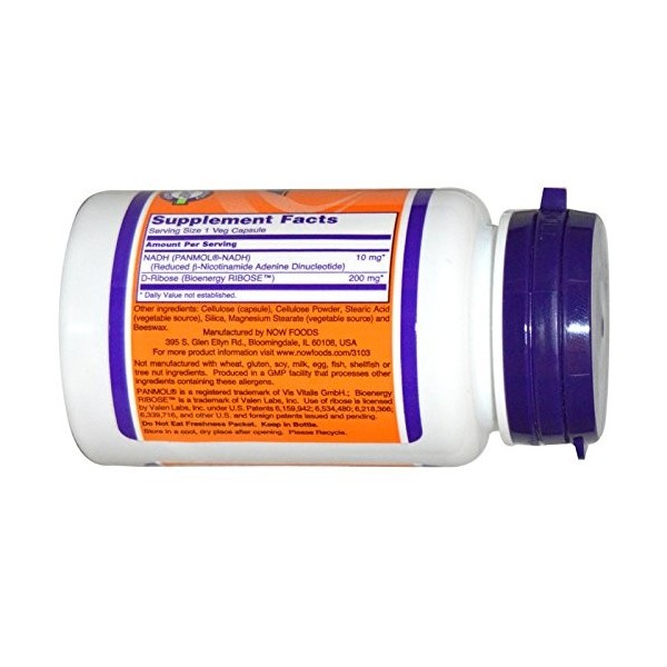 NOW Foods NADH, 10mg - 60 vcaps DHA