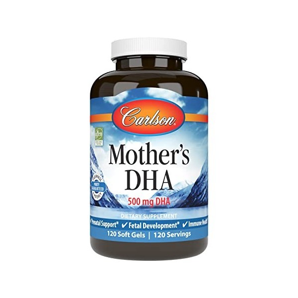 Carlson Mothers DHA, 500 mg DHA, Supports Mom & Baby, 60 Soft Gels DHA