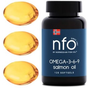 NFO OMEGA 3 6 9 HUILE DE SAUMON [120 petites gélules] Norvégiennes huile de poisson Omega 3 6 9 de saumon avec EPA, DHA, DPA 