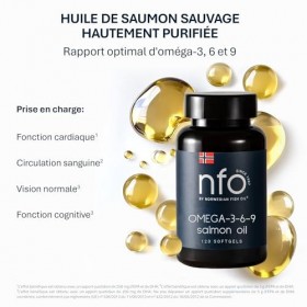 NFO OMEGA 3 6 9 HUILE DE SAUMON [120 petites gélules] Norvégiennes huile de poisson Omega 3 6 9 de saumon avec EPA, DHA, DPA 