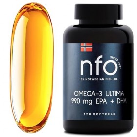 NFO OMEGA 3 ULTIMA [120 Gélules] Huile de poisson Omega 3 norvégienne à concentration maximale en Omega 3 DHA EPA en triglycé