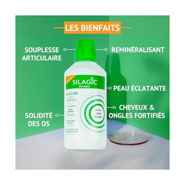 SILAGIC - Solution Buvable au Silicium dorigine Organique, Ortie, Bambou & Manganèse - Maintient une Ossature Solide - Renfo ...