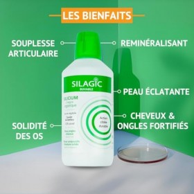 Lot x2 SILAGIC - Solution Buvable au Silicium dorigine Organique, Ortie, Bambou & Manganèse - Maintient une Ossature Solide ...