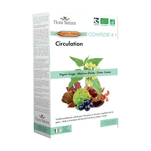 Flora Natura - Complex 4+ Circulation - Vigne Rouge/MarrondInde/Reine des Prés/Cassis/Primevère - 20 ampoules