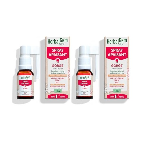 HerbalGem - Spray Gorge Apaisant Bio 15ml Lot de 2 Huiles de cassis
