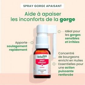 HerbalGem - Spray Gorge Apaisant Bio 15ml Lot de 2 Huiles de cassis