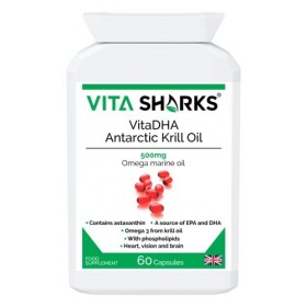 VitaDHA Antarctic Krill Oil - Potent Source of EPA & DHA to Support Brain Function, Heart Health, Blood, Hair, Skin, Joints &